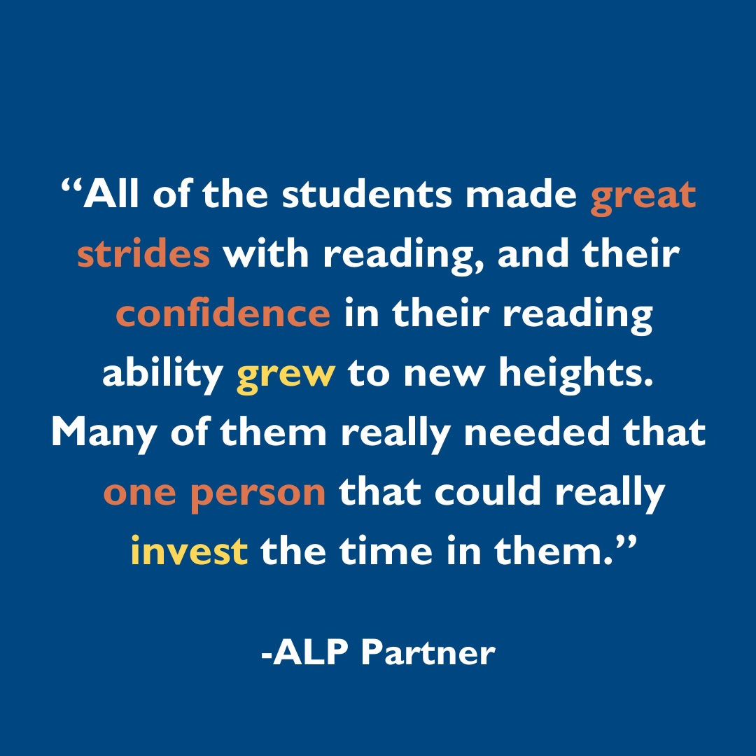 All of the students made great strides with reading and their confidence in their reading ability grew to new heights! Many of them needed that one person that really could invest time in them.